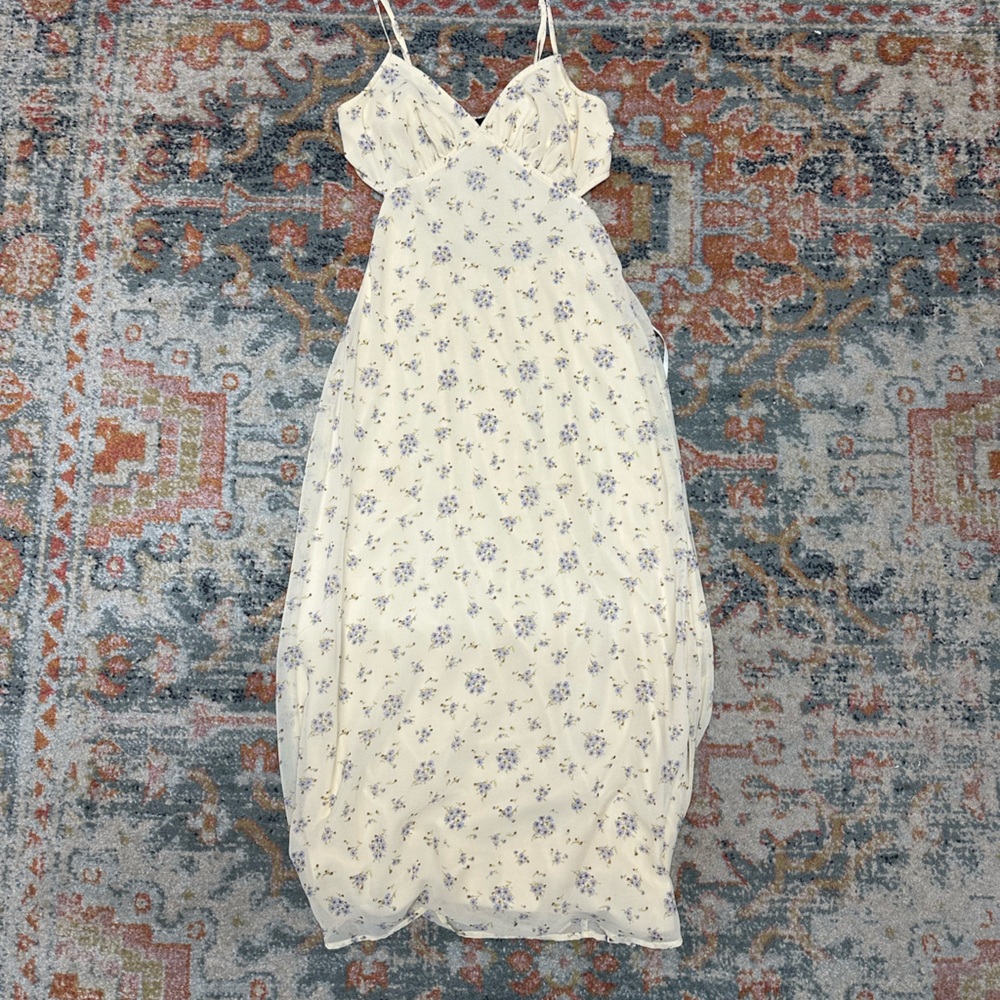 Floral Maxi Dress with Cut-Out